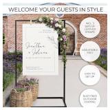 Elegant Wedding Welcome Sign Stand   Sturdy Welcome to Our Wedding Sign Holder for Seating Charts & Event Decor - A Beautiful Black Metal Easel to Welcome Guests & Celebrate Your Love