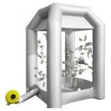 $359 Inflatable Cash Cube Booth with 2 Blowers, Inflatable Money Grab Machine for Commercial Advertising & Event Promotion, Fast Inflation (Silver, 5.2x5.2x8.5FT)