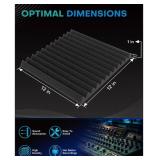 Knightsacoustic 96 Pack Foam Panels for Walls, 1x12x12 in, High Density Acoustic, Black