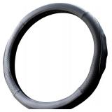 Universal 14.5-15 inch Microfiber Leather Car Steering Wheel Cover with Anti-Slip Lining Massage Function (Black)