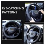 Universal 14.5-15 inch Microfiber Leather Car Steering Wheel Cover with Anti-Slip Lining Massage Function (Black)