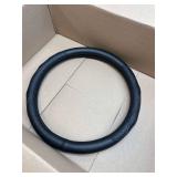 Universal 14.5-15 inch Microfiber Leather Car Steering Wheel Cover with Anti-Slip Lining Massage Function (Black)