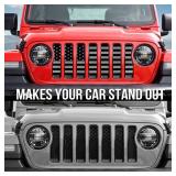 moveland Grill Insert with US Flag - Aluminum Alloy Mesh Grille Grid Insert Screen Compatible with Jeep Wrangler JL & Jeep Gladiator 2018 2019 2020 2021 2022 2023 2024