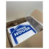 14 Pack Open House Sign for Real Estate 24 x 18 Inch Double Sided Sign Posts Plastic Heavy Duty Directional Yard Mark with Left Right Arrows 14 Pcs H Metal Stakes(Blue)