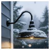 $152 15 Inch Large Outdoor Gooseneck Barn Light, *NO BULBS* Dusk to Dawn Barn Lights 2-Pack, Exterior Classic Black Barn Light for Porch, Farmhouse, Garage, Gooseneck Lighting