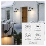 $152 15 Inch Large Outdoor Gooseneck Barn Light, *NO BULBS* Dusk to Dawn Barn Lights 2-Pack, Exterior Classic Black Barn Light for Porch, Farmhouse, Garage, Gooseneck Lighting