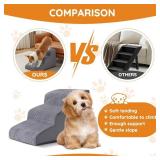 Dog Stairs for Small Dogs, 4-Step Dog Ramp for Bed 19.7" H, Dogs Steps for Bed, Couch, Pet Stairs with Non-Slip Bottom Design, Cat Scratching, High Density Foam Portable Pet Steps, Indoor, Grey