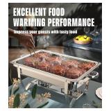 $130 Chafing Dishes for Buffet 4 Pack, 9QT No Fingers Cut Roll Edge Designed Chafing Dish Buffet Set Mirror-Like Polished Finish Food Warmers for Parties, Birthday, Holiday Parties, Church Events, etc
