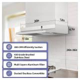 FIREGAS 30 Inch Under Cabinet Range Hood, 300 CFM Powerful & 45dB Quiet Vent Hood, Slim Stainless Steel Stove Hood for Kitchen & Apartments, 2-Speed Exhaust Fan, Ducted/Ductless Convertible