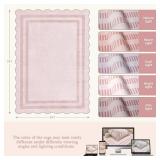 Pink Rugs for Bedroom Girls, 5x7 Washable Non Slip Area Rugs for Living Room, Soft Vintage Ultra-Thin Scalloped Carpet for Nursery Dorm Home Decor