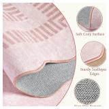 Pink Rugs for Bedroom Girls, 5x7 Washable Non Slip Area Rugs for Living Room, Soft Vintage Ultra-Thin Scalloped Carpet for Nursery Dorm Home Decor
