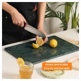 Green Marble Cutting Board, Marble Slab Pastry Board 12x20 Inch With Non-Slip Feet For Baking, Cheese, Charcuterie, Chocolate