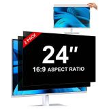 2-Pack Privacy Screen For Computer Monitor, 24-Inch 16:9 Aspect Ratio; Anti Spy/Bule Light/Glare And Eye Protection, 2 Install Ways Removable For Office, Airport, Cafe And Other Public Area; Diagonal 