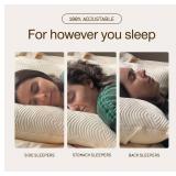 $149 Coop Home Goods Adjustable Latex Pillow Queen, Talalay Latex & Microfiber Fill, Best Pillows for Sleeping, Ergonomic, Naturally Cooling, Eco-Friendly, Medium Firm for Back, Side & Stomach Sleeper