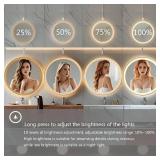 Wall-Mounted Round Bathroom Mirror with LED-Lights - Frame Vanity Mirrors (24" x 24", Gold)