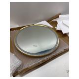 Wall-Mounted Round Bathroom Mirror with LED-Lights - Frame Vanity Mirrors (24" x 24", Gold)
