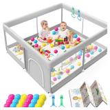 Baby Playpen with Mat, 50x50 Inch Playpen with Mat Waterproof for Babies and Toddlers Play Pen Playards Safety Gate Fence Active Center Indoor
