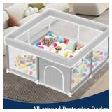 Baby Playpen with Mat, 50x50 Inch Playpen with Mat Waterproof for Babies and Toddlers Play Pen Playards Safety Gate Fence Active Center Indoor
