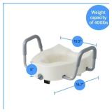 3 PACK! Medline 5" Elongated Raised Toilet Seat, With Lock and Removable Padded Arms