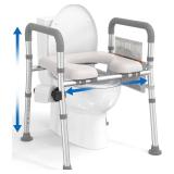 HOMLAND Raised Toilet Seat with Handles, Toilet Seat Riser for Seniors with Adjustable Height & Width, 400lb Handicap Elevated Toilet Seat for Elderly, Pregnant, Fit Any Toilet