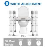 HOMLAND Raised Toilet Seat with Handles, Toilet Seat Riser for Seniors with Adjustable Height & Width, 400lb Handicap Elevated Toilet Seat for Elderly, Pregnant, Fit Any Toilet