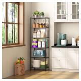 HOMEFORT 6-Shelving Unit, Adjustable Wire Shelving, Metal Wire Shelf Rack Organizer for Kitchen, Pantry, Closet, Bathroom, Laundry, Black,21" W x 11" D x 69" H