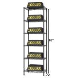 HOMEFORT 6-Shelving Unit, Adjustable Wire Shelving, Metal Wire Shelf Rack Organizer for Kitchen, Pantry, Closet, Bathroom, Laundry, Black,21" W x 11" D x 69" H