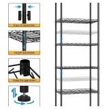 HOMEFORT 6-Shelving Unit, Adjustable Wire Shelving, Metal Wire Shelf Rack Organizer for Kitchen, Pantry, Closet, Bathroom, Laundry, Black,21" W x 11" D x 69" H