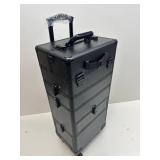 $130 Somduy 4 in 1 Rolling Makeup Case on Wheels with Drawer and Professional Cosmetic Organizers for Salon Barber - Bright Black