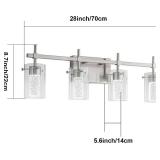 $121 4-Light Brushed Nickel Vanity Light with 3 Color Modes (3000K/4000K/6000K), Eye Protection LED Bathroom Light Fixture, Dimmable Modern Wall Light Over Mirror with Clear Glass Shade