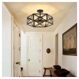 Modern Semi Flush Mount Ceiling Light,19.7" 6-Light Hexagon Flush Mount Ceiling Lights for Dining Room Light Fixture,Farmhouse Black Metal Kitchen Island Lighting Fixtures for Hallway,Bathroom