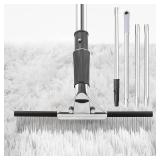 Big Carpet Rake with Long Handle, Making Carpets Fluffy Again, Clean Hair, Let Carpet Restore Softness(Iron, Black and Silver)