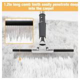 Big Carpet Rake with Long Handle, Making Carpets Fluffy Again, Clean Hair, Let Carpet Restore Softness(Iron, Black and Silver)