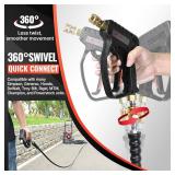 YAMATIC 3/8" Pressure Washer Hose 50FT With Swivel 3/8 Quick Connect, 4000 PSI High Tensile Steel Braided Kink Resistant, 212 F Hot/Cold Water Power Washer Hose for Professional Gas Cleaning