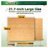 BAMOTTO CRAFTBAMBOO 21.7x18.9 Inch Oversized Bamboo Cutting Board and Sink Cover, Reversible Juice Groove & Flat Side, Non-Slip Detachable Lip, Kitchen Noodle Board Stovetop Cover