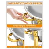 Chafing Dish Buffet Set 4 Pack, 6QT Round Stainless Steel Food Warmers for Home Family Gatherings, Holiday Parties, Gold & Silver Set with 4 Pans/Lids, Perfect for Catering & Special Events