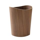 2.3 Gallons Wood Trash Can Wastebasket for Home or Office, Japanese-style natural wood Round Wastebasket, Lightweight, Sturdy for Under Desk, Kitchen, Bedroom, Den, Hotel, or Kids Room (Dark Wood-B)