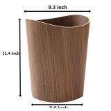 2.3 Gallons Wood Trash Can Wastebasket for Home or Office, Japanese-style natural wood Round Wastebasket, Lightweight, Sturdy for Under Desk, Kitchen, Bedroom, Den, Hotel, or Kids Room (Dark Wood-B)