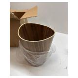 2.3 Gallons Wood Trash Can Wastebasket for Home or Office, Japanese-style natural wood Round Wastebasket, Lightweight, Sturdy for Under Desk, Kitchen, Bedroom, Den, Hotel, or Kids Room (Dark Wood-B)