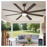 $130 Depuley 72" Ceiling Fans with Lights: Large Indoor/Outdoor Ceiling Fan for Patios Living Room - 8 Blades Brown Dimmable Ceiling Fans with Remote APP Control Timer Reversible Quiet DC Motor 6 Spee