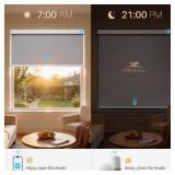 Motorized Roller Shades with Remote, Cordless Automatic Window Shades,Compatible with Alexa and Google Home Grey, 25" W x 72" H