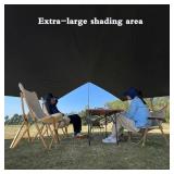 16x16 ft Large Camping Tarp with Poles Waterproof Hammock Rain Fly Camping Awning Sun Shelter (Green, with Poles)