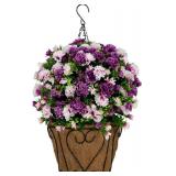 Sympathy Silks Artificial Flowers - Pink and Purple Garden Mums Hanging Basket