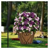Sympathy Silks Artificial Flowers - Pink and Purple Garden Mums Hanging Basket