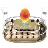 24 Egg Incubator with Temperature Control & Humidity Monitoring, Automatic Egg Turner, Built-in Egg Candler, 360  Clear View for Hatching Chicken, Duck, Quail Eggs - Ideal for Home, Classroom, Farm