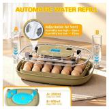 24 Egg Incubator with Temperature Control & Humidity Monitoring, Automatic Egg Turner, Built-in Egg Candler, 360  Clear View for Hatching Chicken, Duck, Quail Eggs - Ideal for Home, Classroom, Farm