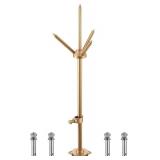 Brass Copper Lightning Rod Kit 1.64 ft Pure Copper Lightning Rods Removable with Down Conductor Clamp Three-pole Protect Electrical Equipment Tin House Tower Tank Roof Barns Building Industrial Safety