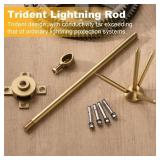 Brass Copper Lightning Rod Kit 1.64 ft Pure Copper Lightning Rods Removable with Down Conductor Clamp Three-pole Protect Electrical Equipment Tin House Tower Tank Roof Barns Building Industrial Safety
