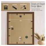 VCK 16x20 Picture Frame 5 Pack - Brown, High-End Wood Poster Frames with Tempered Glass, Display 11x14 Photo with Mat or 16x20 without Mat, Art Gallery-Quality, Wall Hanging