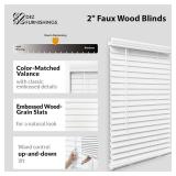 DEZ FURNISHINGS Cordless 2" Faux Wood Blind, 36" W x 64" H, White